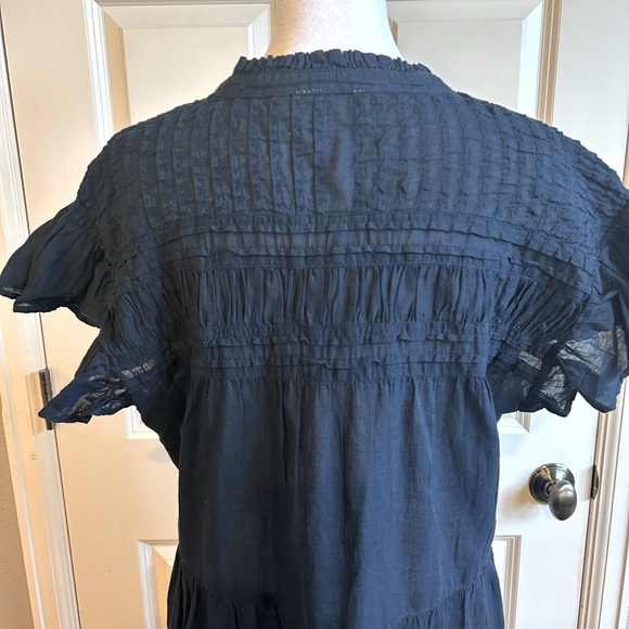 NWOT Dylan Anthropologie Midnight Navy Cotton Prairie Tiered Ruffle Dress Size M - Picture 5 of 12